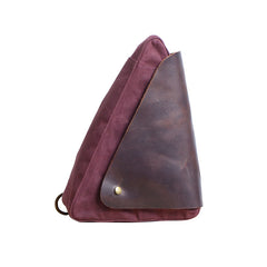 Cool Canvas Leather Triangular Mens Sling Bag Chest Bag One Shoulder Pack for men - iwalletsmen