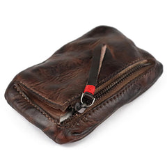 Vintage Leather Men's Zipper Small Wallet Coin Wallet Coin Holder for Men - iwalletsmen