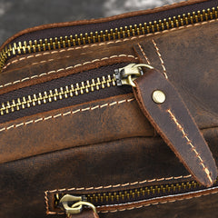 Vintage Mens Leather One Shoulder Backpacks Chest Bag Sling Bags Sling Crossbody Bags For Men - iwalletsmen