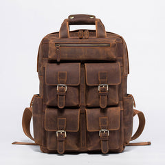 Vintage Mens Leather Large Laptop Backpack Travel Backpack Leather School Backpacks for Men - iwalletsmen