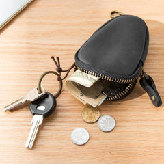 Black Leather Mens Small Car Key Wallet Brown Key Holder Coin Purse For Men - iwalletsmen