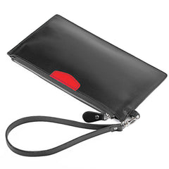 Oiled Leather Men's Yellow Ultra Slim Wristlet Wallet Zipper Multiple Purse Wallet Phone Bag For Men - iwalletsmen