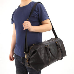 Fashion Black Leather Men's Weekender Bag Travel Bag Black Overnight Bag For Men - iwalletsmen