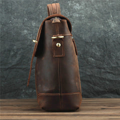 Brown Leather Men's Professional Briefcase 14‘’ Laptop Handbag Business Bag For Men - iwalletsmen