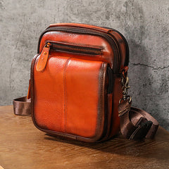 Tan Cool Leather Men Small Side Bag Messenger Bag Belt Pouch Waist Bag for Men - iwalletsmen
