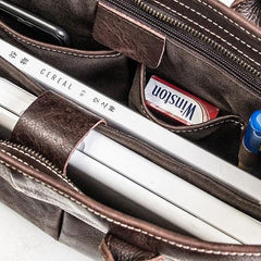 Genuine Leather Mens Briefcase Messenger Bag Laptop Bag Shoulder Bag for men - iwalletsmen