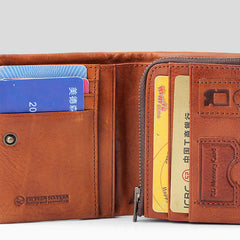 Handmade Mens Cool billfold Leather Wallet Men Small Wallets Trifold for Men - iwalletsmen