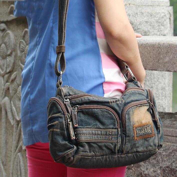 Denim shoulder bag - Denim blue - Ladies