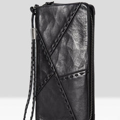 Handmade Mens Cool Long Leather Chain Wallet Cards Biker Trucker Wristlet Wallet - iwalletsmen