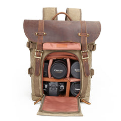 GREEN LARGE CANVAS WATERPROOF MENS CANON CAMERA BACKPACK NIKON CAMERA BAG DSLR CAMERA BAG FOR Women - iwalletsmen