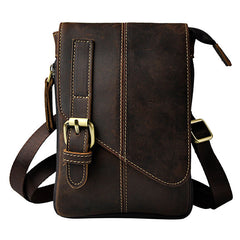 Mens Leather Small Side Bag COURIER BAGs Waist Pouch Holster Belt Case Belt Pouch for Men - iwalletsmen