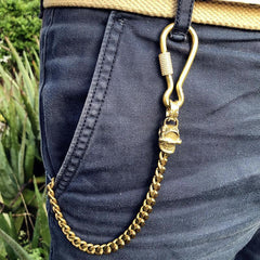 ZL Badass Brass Copper Skull Mens Pants Chain Biker Wallet Chain 18‘â€?Jeans Chain Jean Chain for Men Brass / 35cm