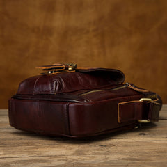 Vintage Black Leather Men's Small Vertical Side Bag Brown Shoulder Bag Handbag For Men - iwalletsmen