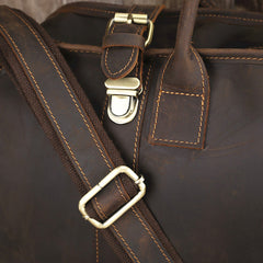 Vintage Leather Mens Dark Brown Large Weekender Bag Vintage Cool Travel Bag Duffle Bag for Men - iwalletsmen