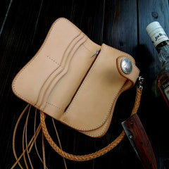 Handmade Leather Biker Wallet Mens Cool Chain Wallet Trucker Wallet with Chain