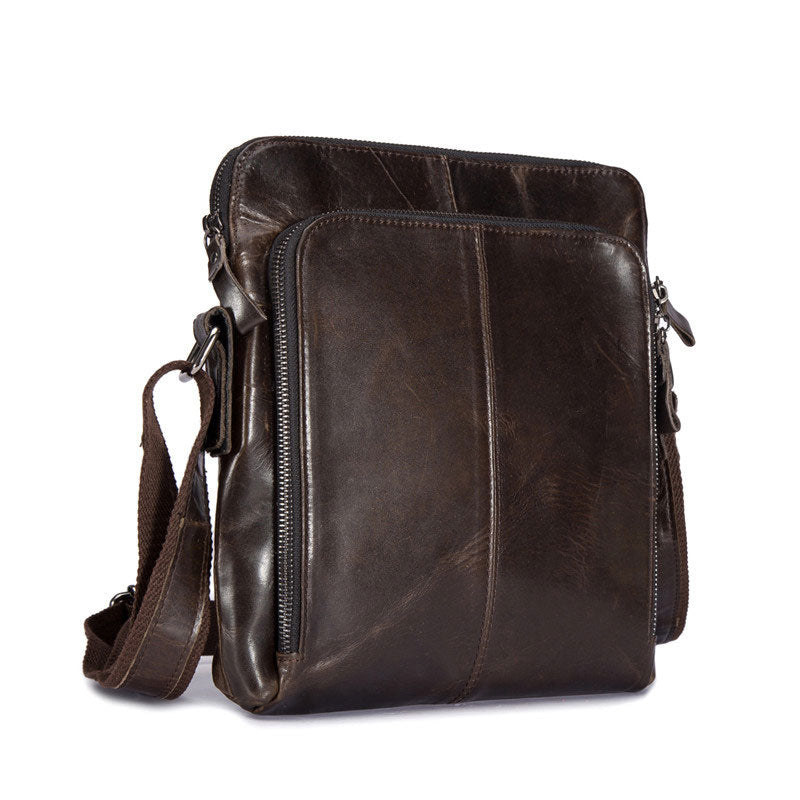 Cool Brown Leather Mens Tablet Messenger Bag Small Side Bag Mini Messenger Bag For Men - iwalletsmen