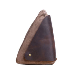 Mens Waxed Canvas Leather Triangular Side Bag Canvas Courier Bags for Men - iwalletsmen