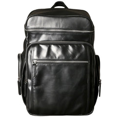 Genuine Leather Mens Cool Backpack Sling Bag Large Black Travel Bag Hiking Bag for men