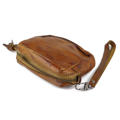 Vintage Leather Brown Men's Coin Wallet Black Wristlet Change Wallet Card Holder For Men - iwalletsmen