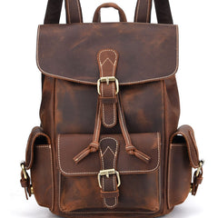 Vintage Leather Brown Mens Backpack School Backpack Travel Backpack Bags for Men - iwalletsmen