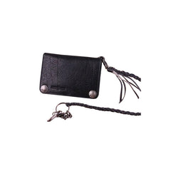 Genuine Leather Mens Cool Biker Chain Wallet Long Leather Wallet Slim Clutch Wristlet Wallet for Men