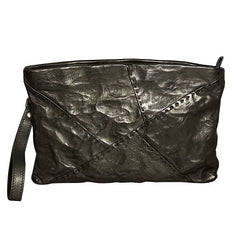 Handmade Leather Mens Clutch Cool Slim Wallet Zipper Clutch Wristlet Wallet for Men