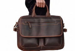Vintage Cool Leather Briefcase Handbag Business Briefecases Shoulder Bag for men - iwalletsmen
