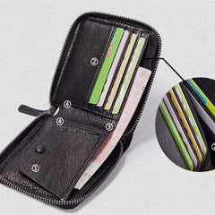 Genuine Leather Mens Cool Long Leather Wallet Zipper Clutch Wallet for Men - iwalletsmen