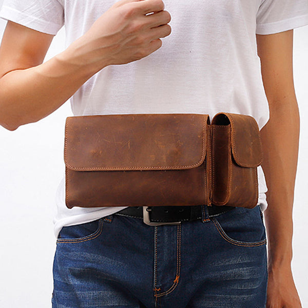 Cool Fashion LEATHER MEN'S Fanny Pack Waist Pack Belt Bag Belt Pack For Men - iwalletsmen