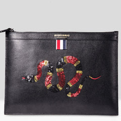 Handmade Leather Mens Clutch Birds Cool Slim Wallet Zipper Clutch Wristlet Wallet for Men - iwalletsmen