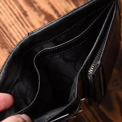 Handmade Mens Cool billfold Leather Wallet Men Small Slim Wallets Bifold for Men