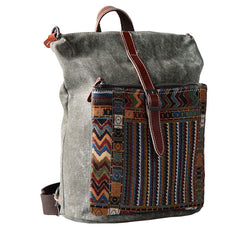 Vintage Canvas Leather Travel Bag Mens Backpack Canvas Canvas School Bag for Men - iwalletsmen