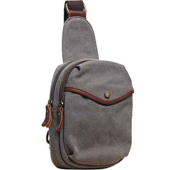 Cool Gray Canvas Mens Sling Bag Chest Bag One Shoulder Packs for men - iwalletsmen