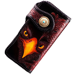 Handmade Leather Eagle Tooled Mens Chain Biker Wallet Cool Leather Wallet With Chain Wallets for Men