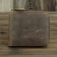 Brown Leather Men Billfold Wallet Leather Black Vertical Bifold Wallet with Coin Pockets For Men - iwalletsmen