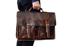 VINTAGE LEATHER MENS Large BRIEFCASEs BUSINESS BRIEFCASE Cool SHOULDER BAG HANDBAGS FOR MEN - iwalletsmen