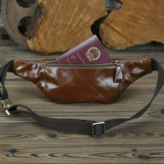 Brown MENS LEATHER FANNY PACK Coffee BUMBAG Vintage WAIST BAGS for Men - iwalletsmen
