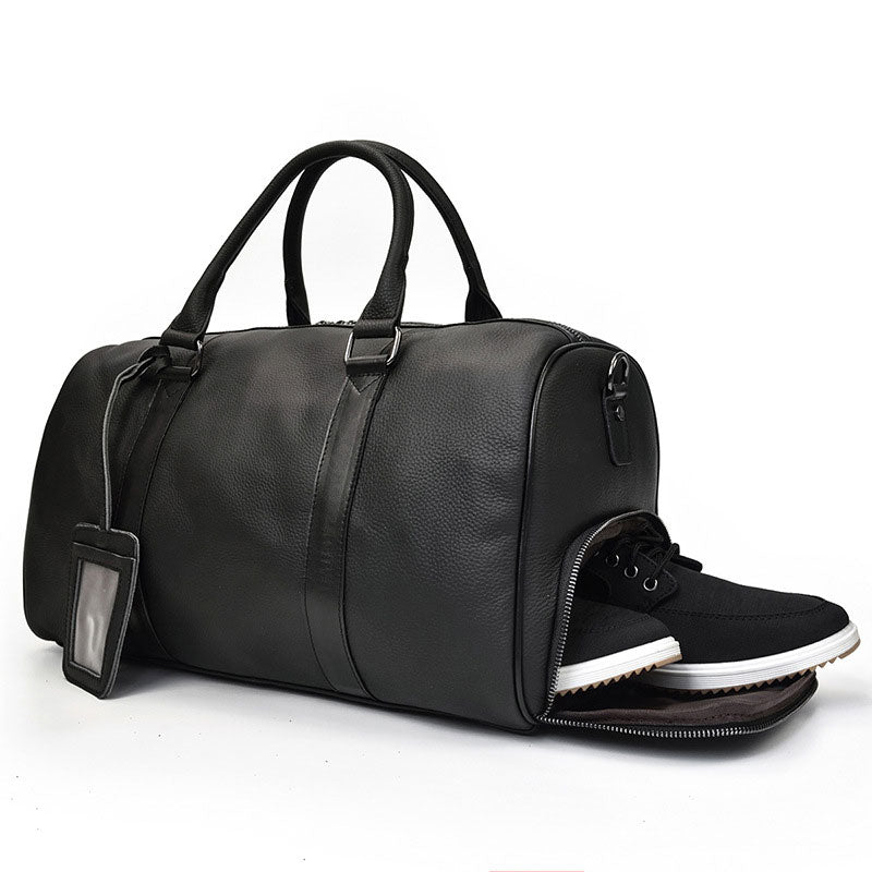 Cool Black Coffee Leather Men Barrel Overnight Bags Travel Bags Weekender Bags For Men - iwalletsmen