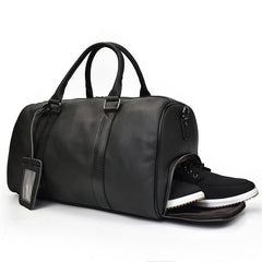 Cool Black Coffee Leather Men Barrel Overnight Bags Travel Bags Weekender Bags For Men - iwalletsmen