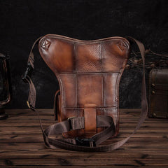 Cool Brown Leather Men's Waist Bag Phone Holster Shoulder Bag Mini Side Bag Belt Pouch For Men - iwalletsmen