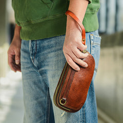 Coffee Cool Leather Mens Long Wallet Large Zipper Wallets Brown Wristlet Clutch Vintage Clutch Purse For Men - iwalletsmen