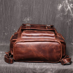 Cool Brown Mens Leather 15.6 inches Large School Backpack Travel Backpack for Men - iwalletsmen