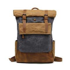 Waxed Canvas Mens Travel Backpacks Canvas School Backpacks Laptop Backpack for Men - iwalletsmen