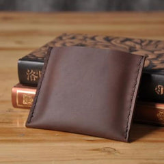 Handmade Mens Cool billfold Leather Wallet Men Small Card Slim Wallets Bifold for Men
