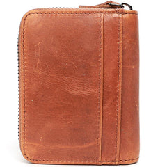Black Leather Mens Card billfold Wallet Zipper Small Card Wallet Card Holders For Men - iwalletsmen