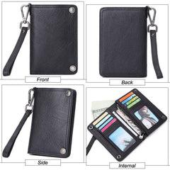 Black Small MENS LEATHER Bifold Wallet SLIM ZIPPER CLUTCH WRISTLET Brown Wallet FOR MEN - iwalletsmen