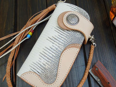 Handmade Leather Biker Wallet Mens Cool Chain Wallet Trucker Wallet with Chain