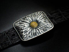 Handmade Genuine Leather Punk Rock Sunflower Mens Cool Men Biker Trucker Leather Belt