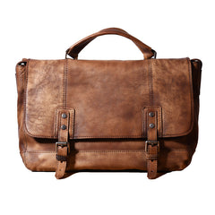 Handmade Leather Mens Cool Messenger Bag Briefcase Work Bag Business Bag for men
