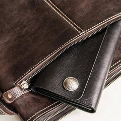 Genuine Leather Mens Cool Messenger Bag iPad Bag Chest Bag Bike Bag Cycling Bag for men